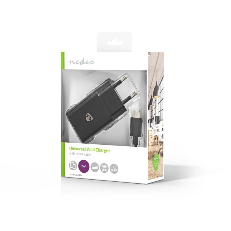 Nedis WCHAC242ABK chargeur d'appareils mobiles Universel Noir Secteur Intérieure