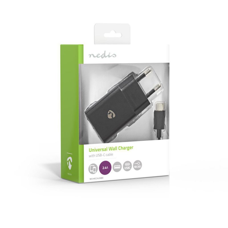 Nedis WCHAC242ABK mobile device charger Universal Black AC Indoor