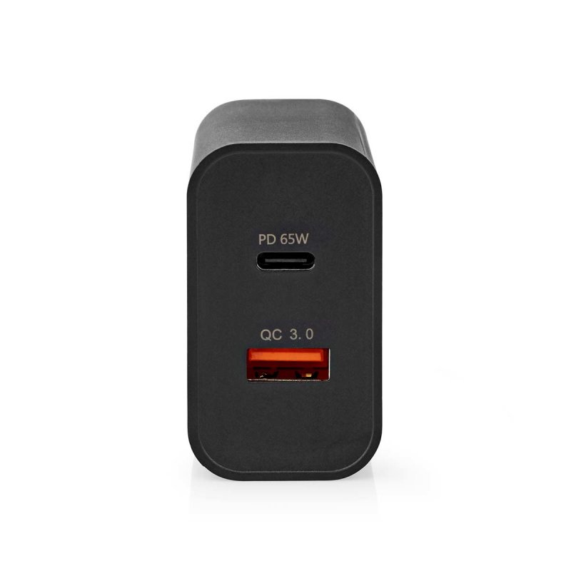 Nedis Netzladegerät 65 W Schnellladefunktion 2.0 2.25 A - Anzahl der Ausgänge: 2, USB-A, USB-C™, Automatische Spannu