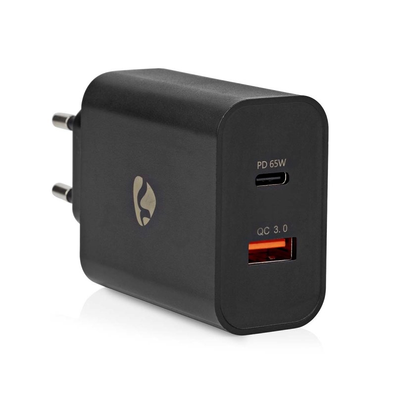 Nedis WCPD65W130BK chargeur d'appareils mobiles Universel Noir Secteur Charge rapide Intérieure