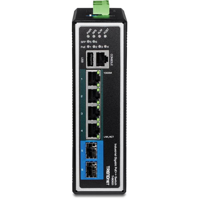 6-PORT INDUSTRIAL GIGABIT L2+ MANAGED POE++ DIN-RAIL SWITCH