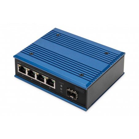 Digitus Commutateur PoE réseau Gigabit Ethernet 4 ports, industriel, non administrable, 1 liaison montante SFP
