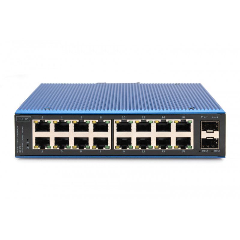 Digitus Commutateur réseau Gigabit Ethernet 16 ports, industriel, non administrable, 2 SFP en liaison montante