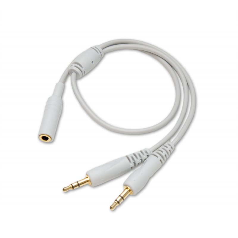 Casque avec microphone Connectland - Connexion Jack simple + adaptateur double - Longueur du câble : 1.5 m + extension 