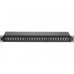 Panneau de brassage 19" 1U 24 ports CAT6 STP -Pour câble monobrin : AWG 22 à AWG 26- bloc 100 / krone certifié 3P et 