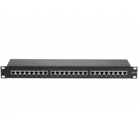 Panneau de brassage 19" 1U 24 ports CAT6 STP -Pour câble monobrin : AWG 22 à AWG 26- bloc 100 / krone certifié 3P et 