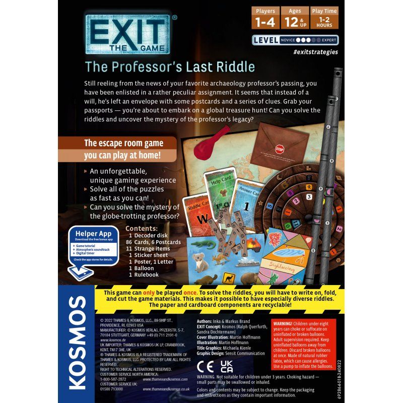 Thames & Kosmos EXIT: The Game - The Professor's Last Riddle Board game Detective
