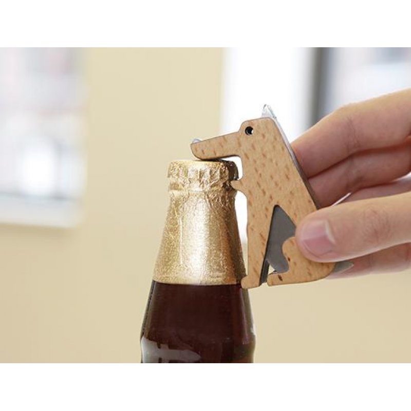 Kikkerland BO25 bottle opener Stainless steel, Wood