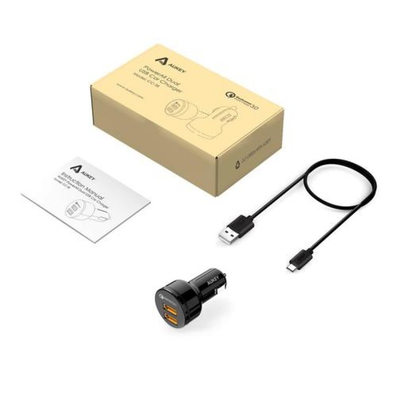 Aukey - Chargeur de voiture 36W QC 3.0 à 2 ports CC-T8 Expedition Series