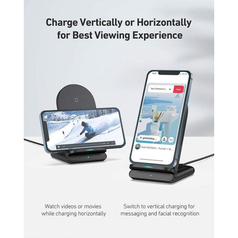 AUKEY LC-A2 Écouteurs, Smartphone Noir Secteur Recharge sans fil Charge rapide Intérieure