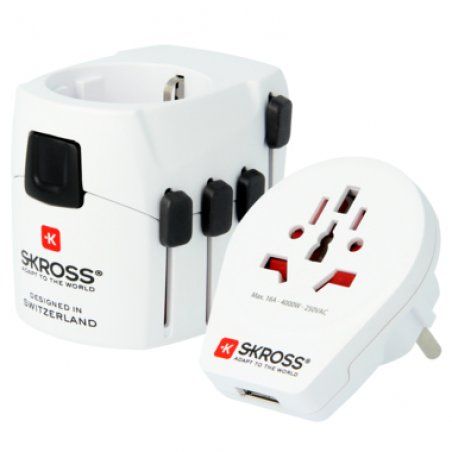 Skross PRO – World & USB adaptateur prise d'alimentation Universel Blanc