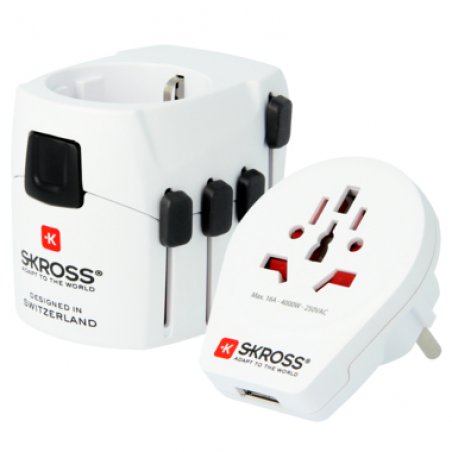Skross PRO – World & USB power plug adapter Universal White