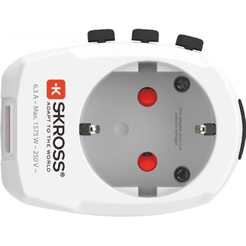 Skross PRO Light USB (2xA) - World adaptateur prise d'alimentation Universel Blanc