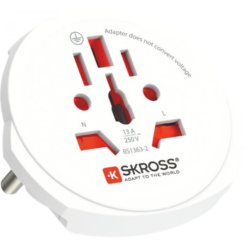 SKROSS - World Travel Adapter with Ground Plugs( no Swiss & Italy ) + 2 USB SLOT 2400 mA + world to europe