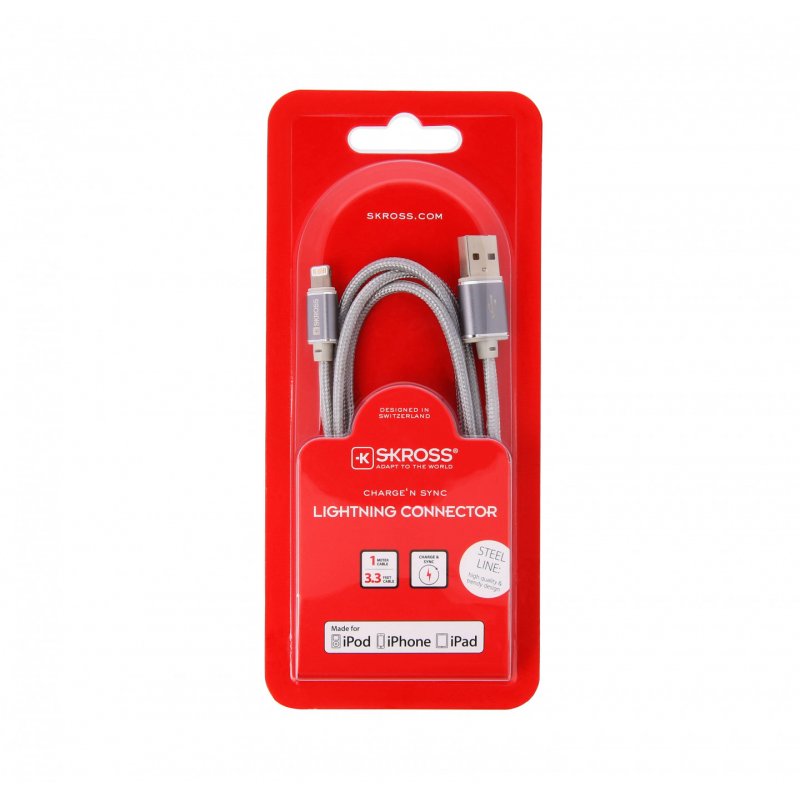 Skross Charge'n Sync - Steel Line 1 m Argent