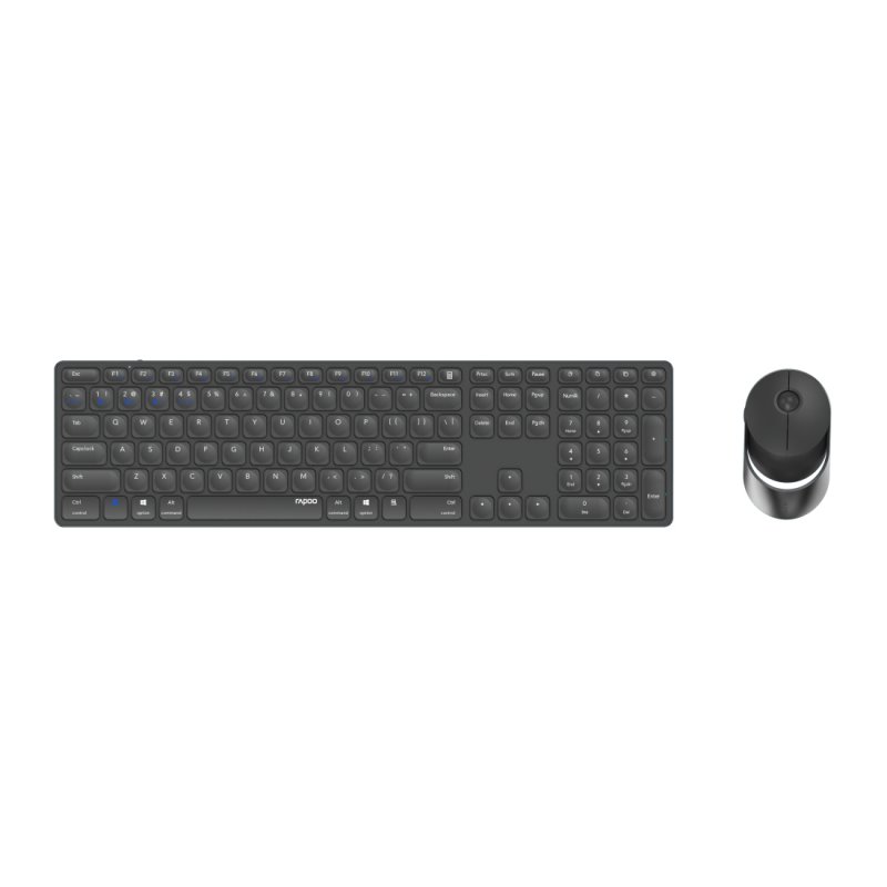 Rapoo 9850M clavier Souris incluse RF sans fil + Bluetooth QWERTZ Allemand Gris
