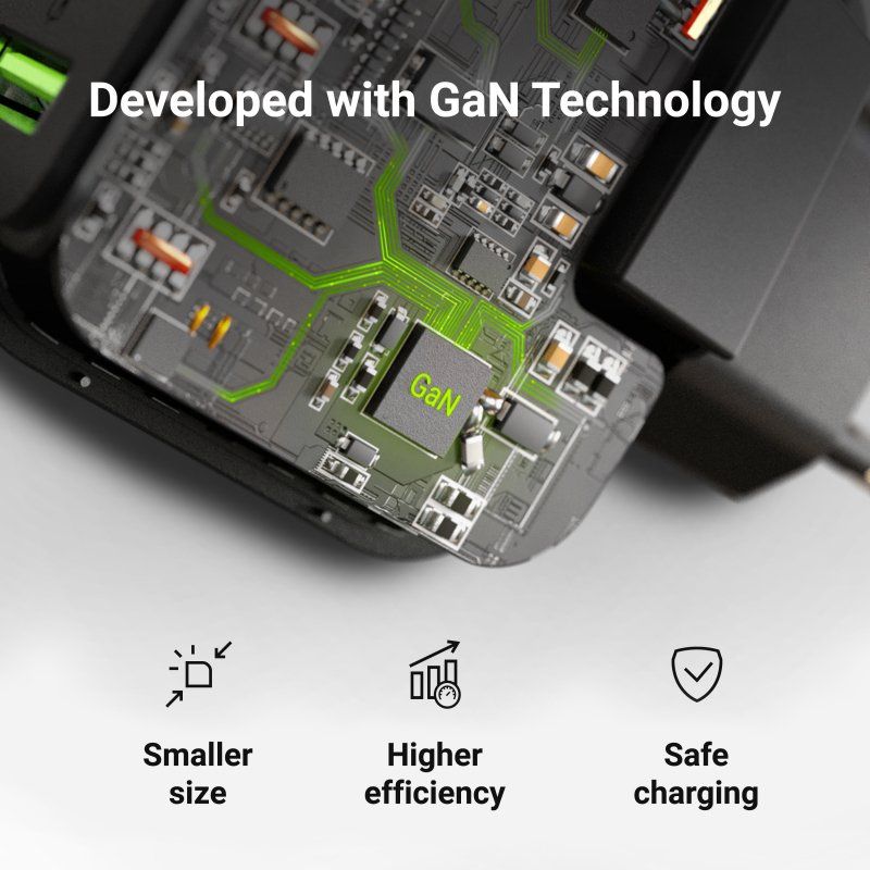 Power charger Green Cell GC PowerGaN 65W (2x USB-C Power Delivery, 1x USB-A compatible with Quick Charge 3.0)