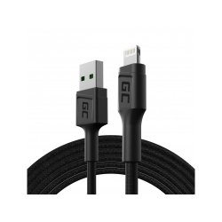 Cable USB-A for Lightning Green Cell GC PowerStream, 200cm for iPhone, iPad, iPod, quick charging