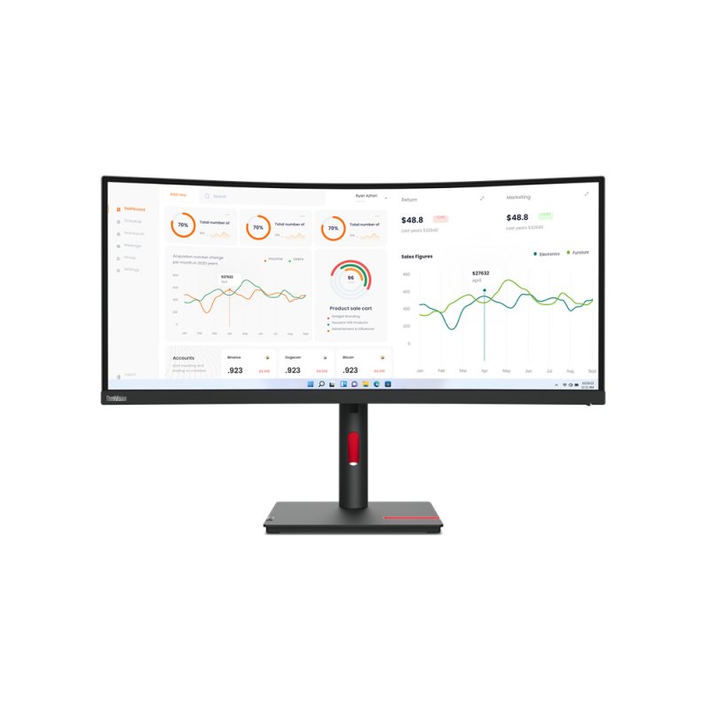 Lenovo ThinkVision T34w-30 LED display 86,4 cm (34") 3440 x 1440 pixels Wide Quad HD Noir