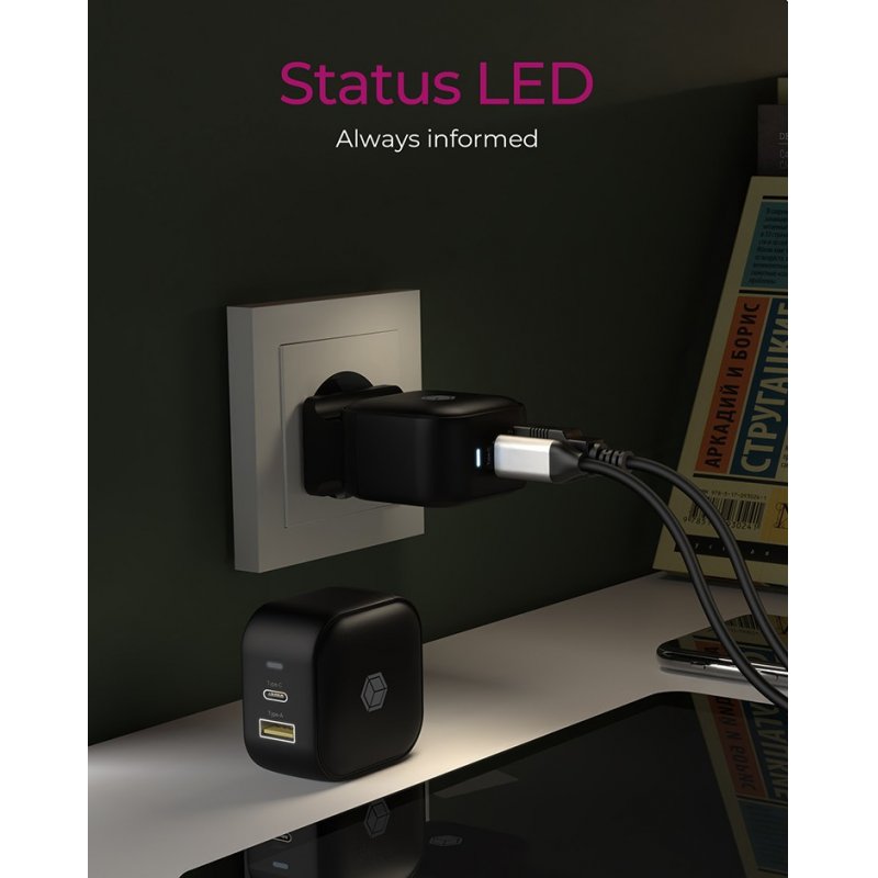 ICY BOX IB-PS106-PD Universel Noir Secteur Charge rapide Intérieure