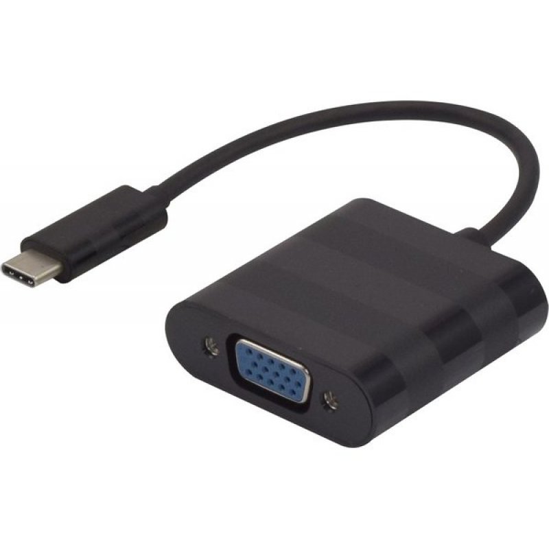Convertisseur Dacomex USB C mâle vers VGA mâle (D-sub DE-15) 15cm (Noir)