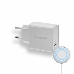 Realpower PC-MagSet 20 Watt USB C PD Ladegerät mit kabellosem magnetischen Ladepad