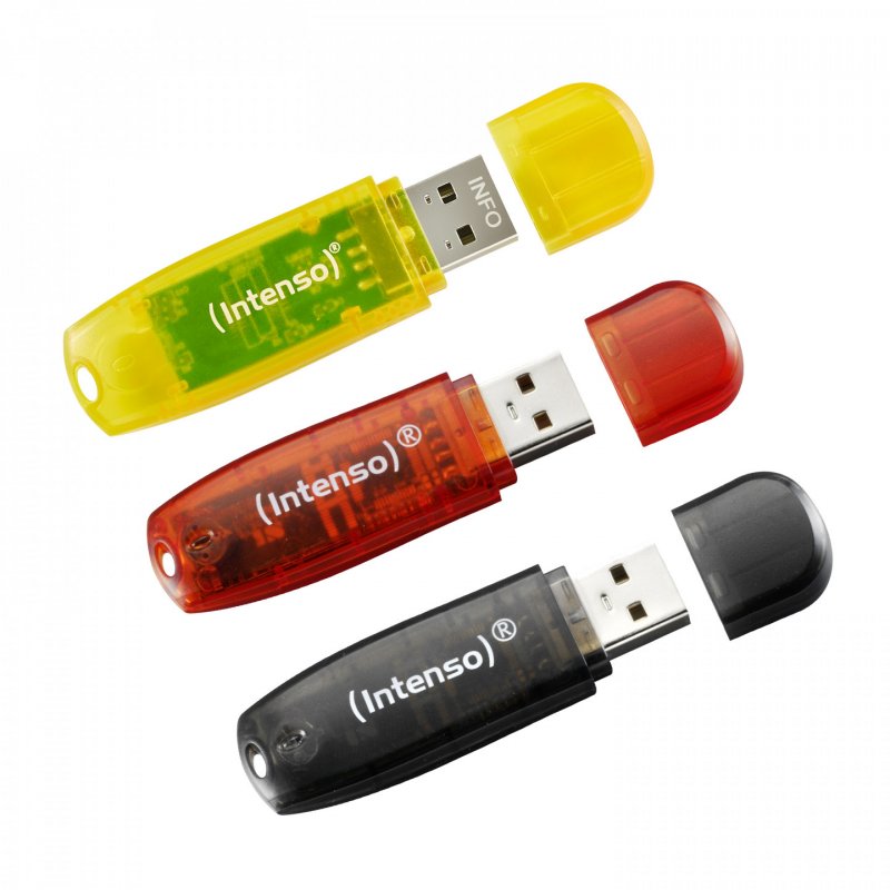 Intenso Rainbow 3x32GB Yellow/Red/Black USB flash drive USB Type-A 2.0 Transparent