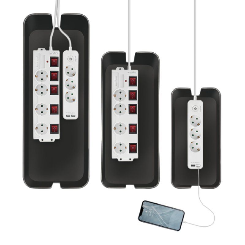 LogiLink KAB0077 range-câbles Universel Boîtier de câbles Noir 3 pièce(s)