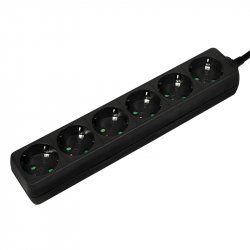 LogiLink LPS238B multiprise 1,5 m 6 sortie(s) CA Intérieure Noir