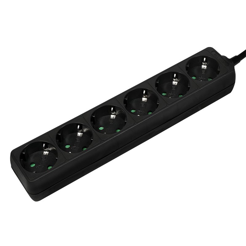 ZUB Logilink  Outlet Strip 6 safety sockets black