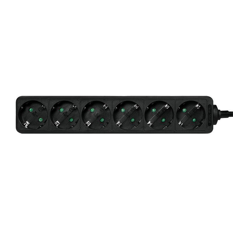LogiLink LPS238B power extension 1.5 m 6 AC outlet(s) Indoor Black