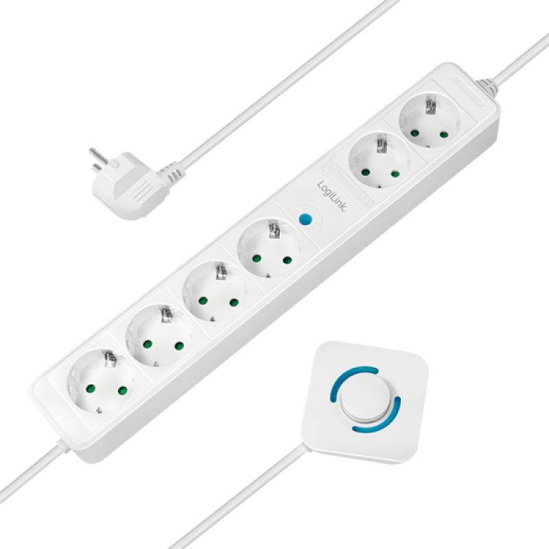 ZUB Logilink  Outlet Strip 6 safety sockets white