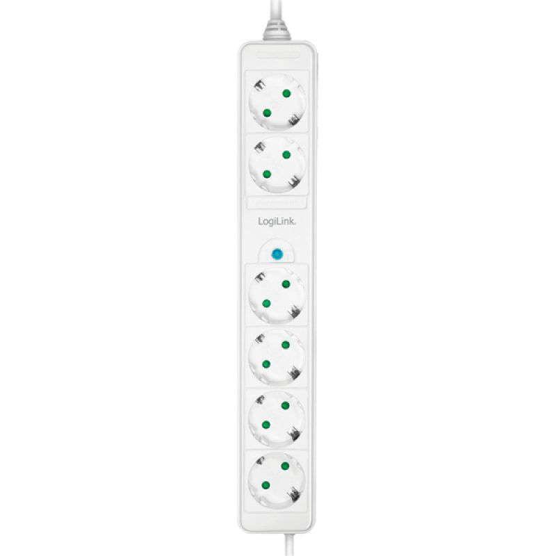 ZUB Logilink  Outlet Strip 6 safety sockets white