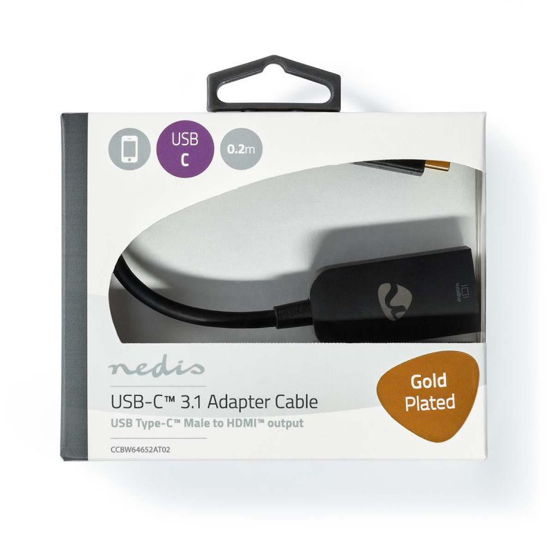 Nedis CCBW64652AT02 câble vidéo et adaptateur 0,2 m USB Type-C HDMI Anthracite