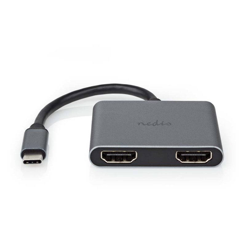 Nedis USB-C™ Adapter USB 3.2 Gen 1 | USB-C™ Stecker | 2x HDMI™ | | 4K@30Hz | 0.10 m | Rund | Vernickelt | PVC | Sc