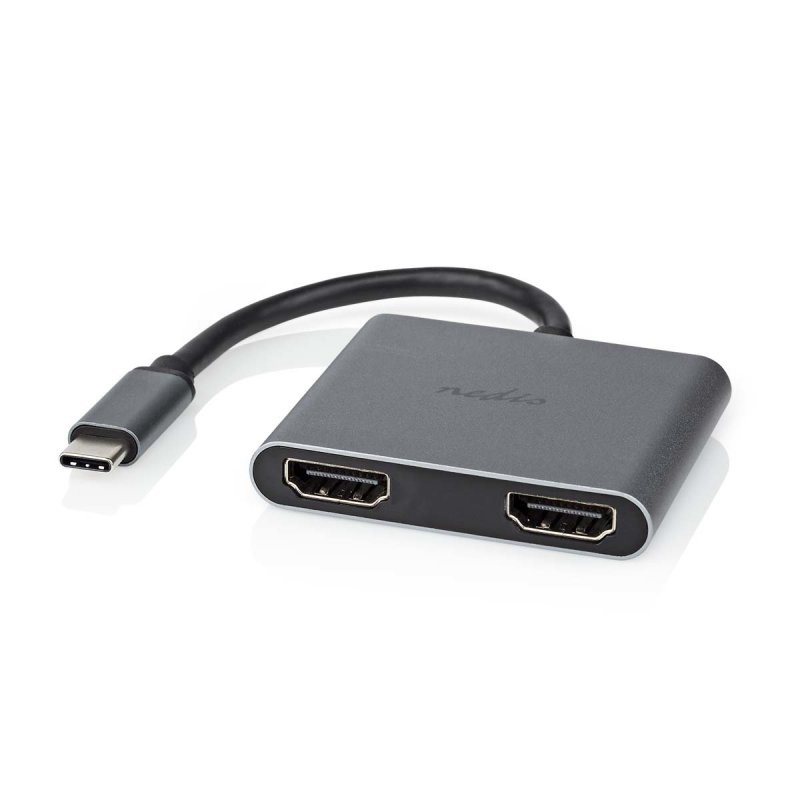 Nedis USB-C™ Adapter USB 3.2 Gen 1 | USB-C™ Stecker | 2x HDMI™ | | 4K@30Hz | 0.10 m | Rund | Vernickelt | PVC | Sc