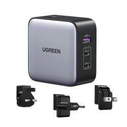 Ugreen 65W Nexode GaN Headset, Mobile phone, Notebook, Smartwatch, Tablet Grey USB Fast charging Indoor