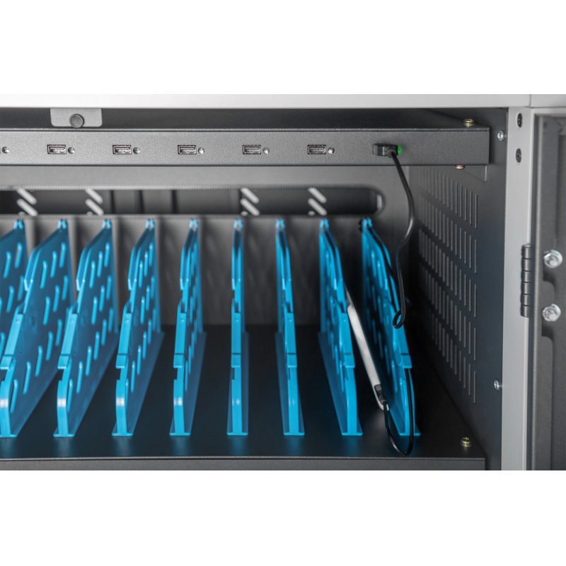 Digitus Armoire de charge mobile pour ordinateurs portables / tablettes jusqu’à 15,6 pouces, synchronisation des donn