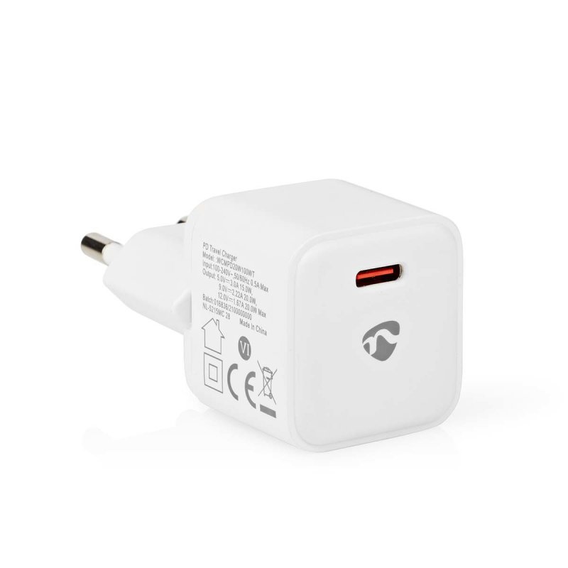 Nedis Mini Wall Charger Smartphone, Tablet White AC Indoor