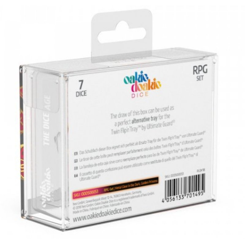 Oakie Doakie Dice dés RPG-Set Metal Glow in the Dark - Golden Princess (7)