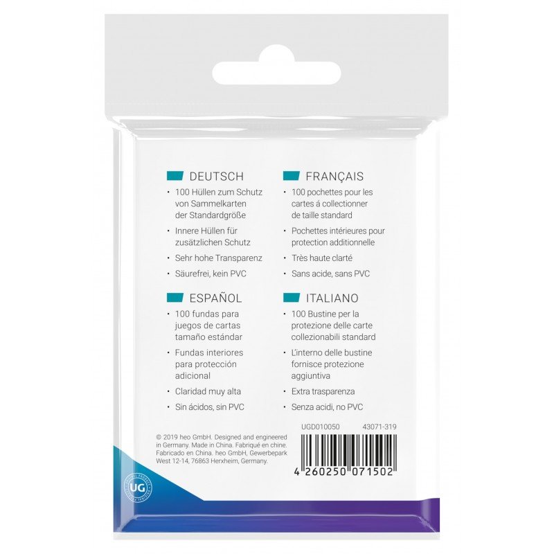 Ultimate Guard 100 pochettes Precise-Fit Sleeves taille standard Transparent