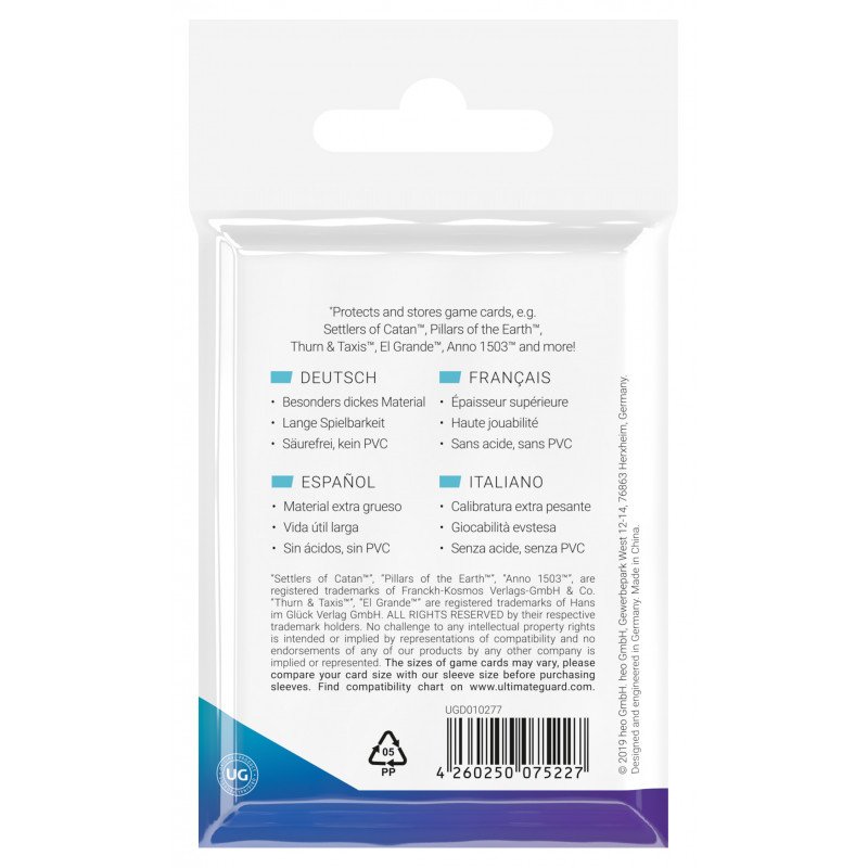Ultimate Guard 50 pochettes Premium Soft Sleeves jeux de plateau européens petit format