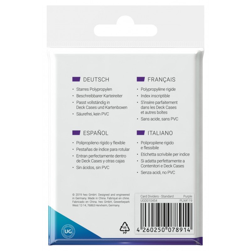 Ultimate Guard 10 intercalaires pour cartes Card Dividers taille standard Violet