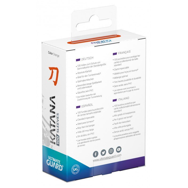 Ultimate Guard 100 pochettes Katana Sleeves taille standard Orange