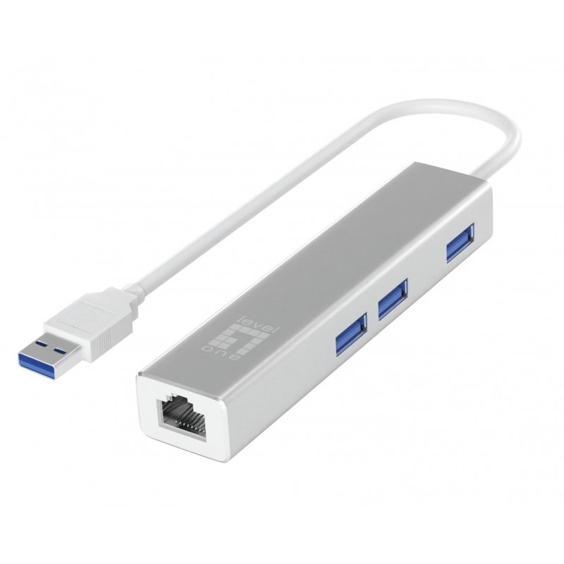 LevelOne Adapter USB-C - GBit-LAN + USB3.0-Hub
