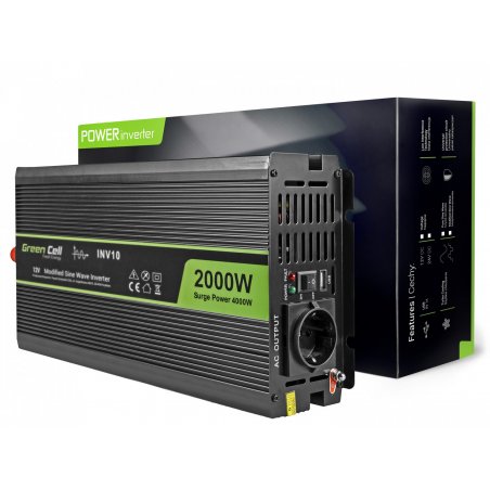 Green Cell Spannungswandler Power Inverter 12V  230V 2000/4000W Black