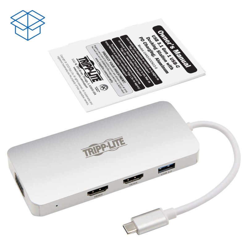 Tripp Lite U442-DOCK12-S USB-C Dock, Triple Display - HDMI, VGA, USB 3.2 Gen 1, USB-A Hub, 100W PD Charging