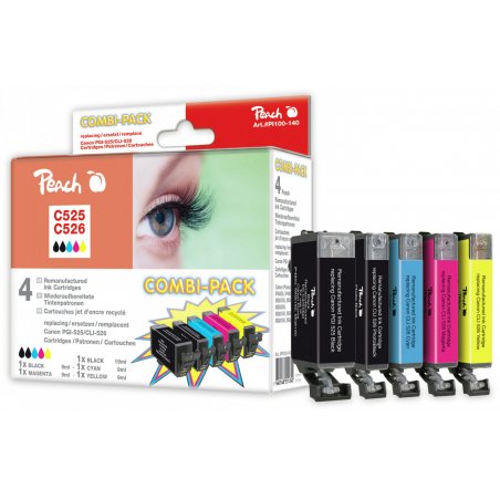 Peach PI100-140 cartouche d'encre 5 pièce(s) Compatible Noir, Cyan, Photo noire, Jaune