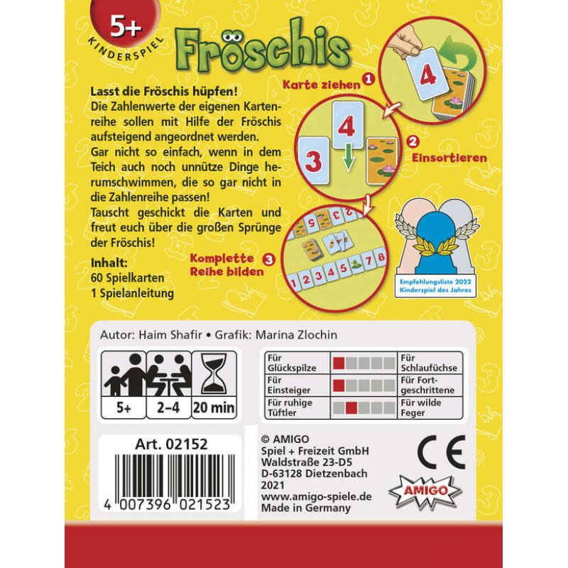 Amigo Fröschis 20 min Card Game Concentration