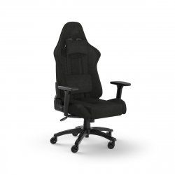 CORSAIR TC100 Gaming-Stuhl mit Stoffbezug schwarz - Gaming Stuhl mit Lendenkissen und abnehmbaren Nackenkissen aus Memor